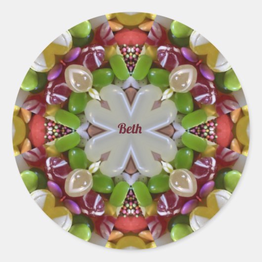 BETH ~ EASTER SNOEP ~ ~ RONDE STICKER (Voorkant)