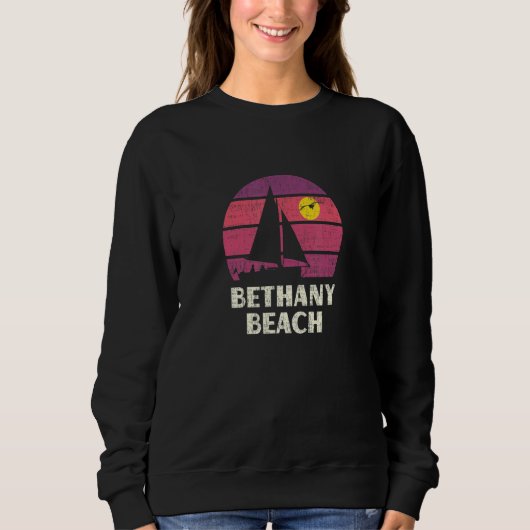 Bethany Beach de Sailing Retro 70's zonsondergang Trui (Voorkant)