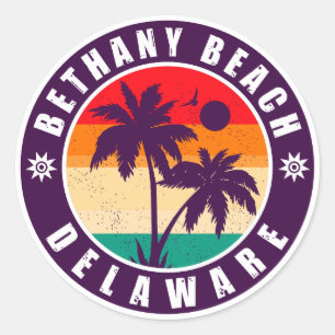 Bethany Beach Delaware Palm Trees 80's Ronde Sticker