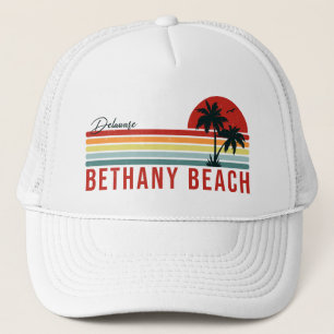 Bethany Beach Delaware Palm Trees Retro Sunset 60s Trucker Pet