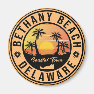 Bethany Beach Delaware Palm Trees Retro Sunset 80' Magneet