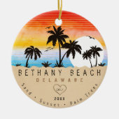 Bethany Beach Delaware Sunset Beach Palm Tree 80s Keramisch Ornament (Voorkant)