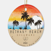 Bethany Beach Delaware Sunset Beach Palm Tree 80s Keramisch Ornament (Links)