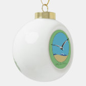 Bethany Beach, Delaware Zee meeuw Vliegen over het Keramische Bal Ornament (Links)
