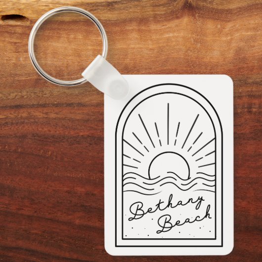 Bethany Beach Line Design Sunset Sleutelhanger (Voorkant)