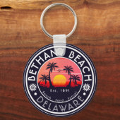 Bethany strand Delaware Sunset Beach Palm Tree 80s Sleutelhanger (Voorkant)