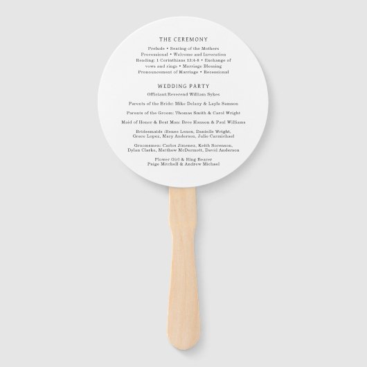 Bethany Traditioneel Elegant Trouwprogramma Handwaaier (Achterkant)