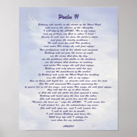 Bethany's schuilplaats Psalm 91 NIV Poster (Voorkant)