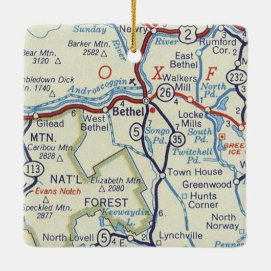 Bethel Maine Map Keramisch Ornament (Achterkant)