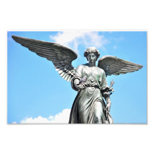 Bethesda Fountain Statue in Central Park, NY Foto Afdruk