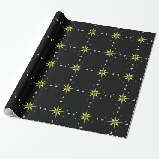 Bethlehem Night Shining Stars Cadeaupapier (Uitgerold)