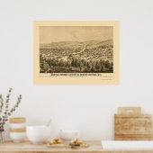 Bethlehem & South Bethlehem, PA Panoramic Map 1877 Poster (Keuken)