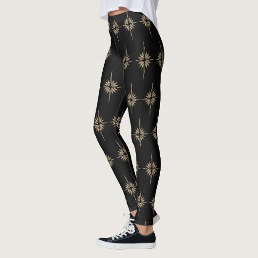 BETHLEHEM STAR Kerstmis Geboorte Patroon Zwart Leggings (Links)