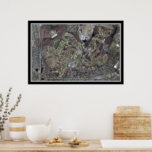 Bethpage State Park Golf Course NY Satellite Map Poster (Keuken)