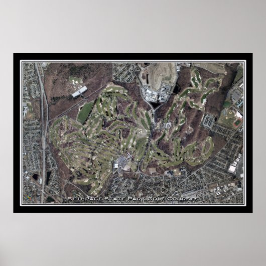 Bethpage State Park Golf Course NY Satellite Map Poster (Voorkant)