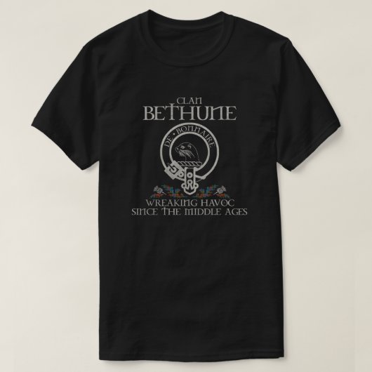 Bethune Clan crest Schotse achternaam tartan Thist T-shirt (Design voorkant)