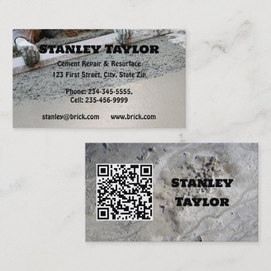 Beton & Cementoplossingen Aangepaste QR-code Visitekaartje (Voorkant / Achterkant)