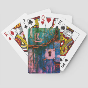 Betonkaardopening voor houten deuren en kettingkaa pokerkaarten