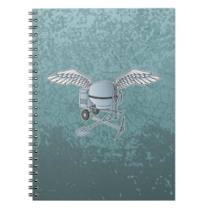 Betonmixer blauw-grijs notitieboek