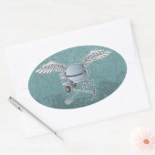 Betonmixer blauw-grijs ovale sticker (Envelop)