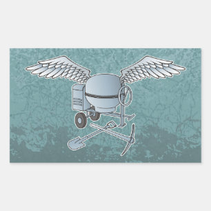 Betonmixer blauw-grijs rechthoekige sticker