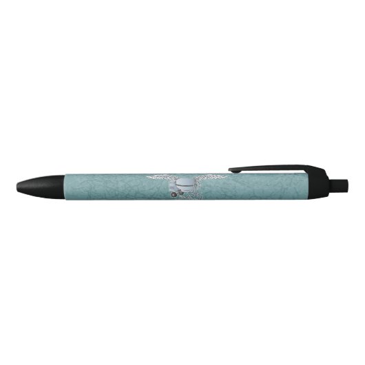 Betonmixer blauw-grijs zwarte inkt pen (Bovenkant)