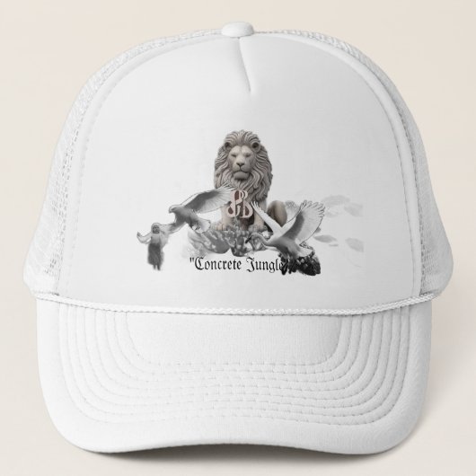 Betonnen Oerwoud Witte Trucker Hat Pet (Voorkant)