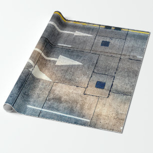 Betonnen weg met geschilderde pijlrichtingen cadeaupapier