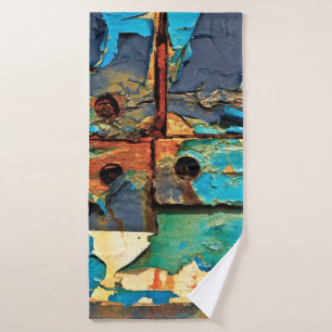 Betonwand met abstract schilderij badhanddoek