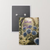 Betoverd blauw Roos – Romantisch bloemaccent Button (Voorkant / Achterkant)
