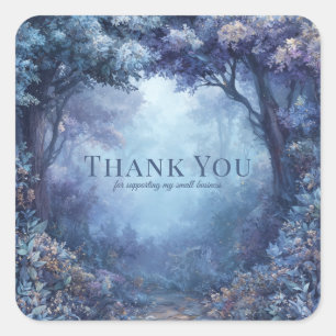 Betoverd Blauw Woud Magisch Bosland Vierkante Sticker