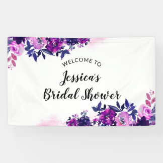 Betoverd Bloemen Paarse Vrijgezellenfeest Welkom Spandoek