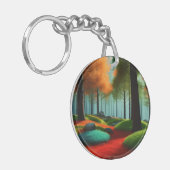 Betoverd boompalet: een boeiend bos sleutelhanger (Voorkant Links)