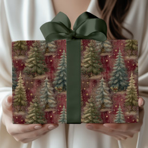 Betoverd Bos Dennen Kerstbos Cadeaupapier