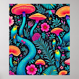 Betoverd bos grillige droom ontwerp poster