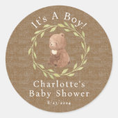 Betoverd bos Het is een jongen Ronde Sticker (Voorkant)