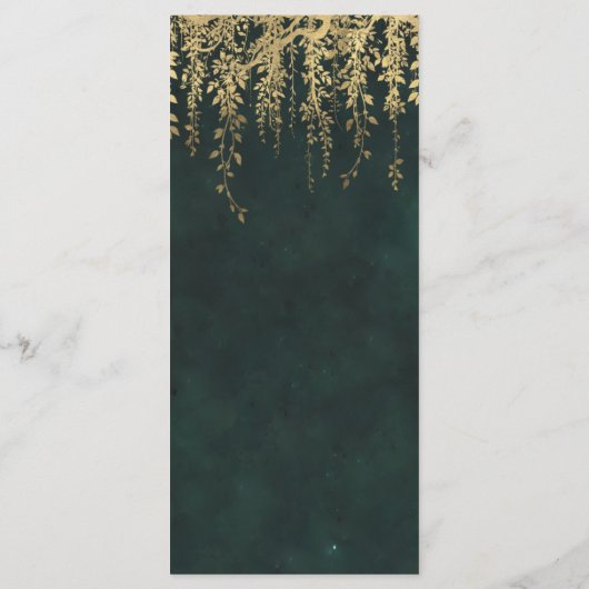 Betoverd Bos Magisch Goud Bladgroen Bruiloft Menu (Achterkant)