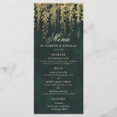 Betoverd Bos Magisch Goud Bladgroen Bruiloft Menu (Voorkant)