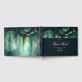 Betoverd Bos Magische Smaragd Monogrammen Bruiloft Gastenboek (Volledig)