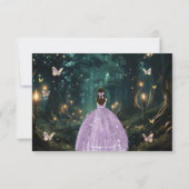 Betoverd bos Paarse Lila jurk Quinceañera RSVP Kaartje (Achterkant)