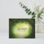 Betoverd bos roestieke RSVP trouwpostkaart Uitnodiging Briefkaart (Staand voorkant)