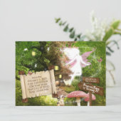 Betoverd bos roze fee uitnodiging (Staand voorkant)