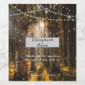 Betoverd bos, zonsondergang bruiloft, String Light Wijn Etiket (Enkel label)