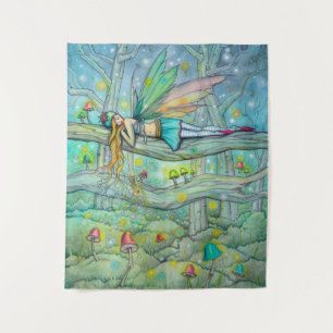 Betoverd bosfee- en paddestoelenfantasie-art wandkleed