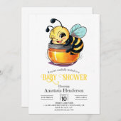Betoverd Charming Bee Baby shower Kaart (Voorkant / Achterkant)