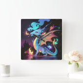 Betoverd Drakenvuur Vierkante Klok (Huis)