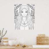 Betoverd Forest Maiden Portret Poster (Keuken)