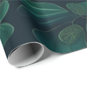 Betoverd gebladerte: groen blad op donkerblauw cadeaupapier (Rol Hoek)