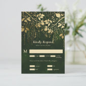 Betoverd Goud Loof Groen Trouw RSVP Kaartje (Staand voorkant)