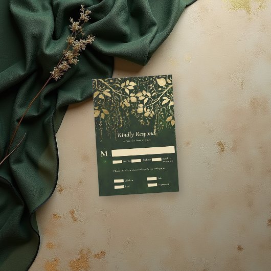 Betoverd Goud Loof Groen Trouw RSVP Kaartje